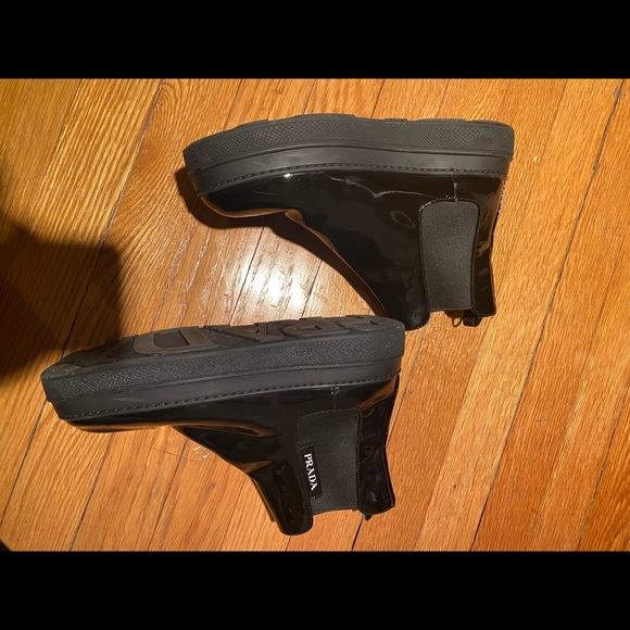Prada Patent Leather Chelsea Boots sz 37.5 - Picture 3 of 7